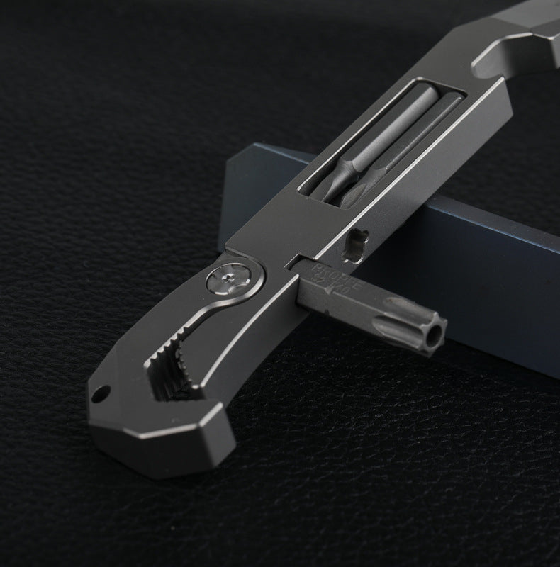 EDC Titanium Multitool Wrench Pry Bar Screwdriver Bottle Opener Stress Tool
