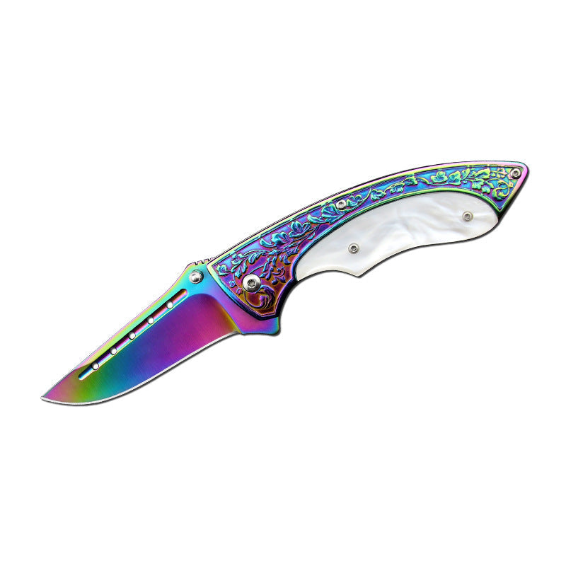Portable Outdoor Blade with Patterned Design and Survival Multitool Function