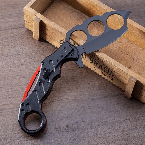 Strong Steel Folding Knife with Knuckle Duster for Secure Grip