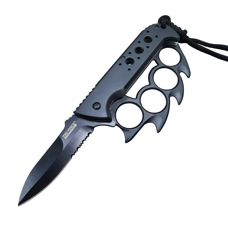 Multi-Function Survival Knife with Integrated Knuckle Duster
