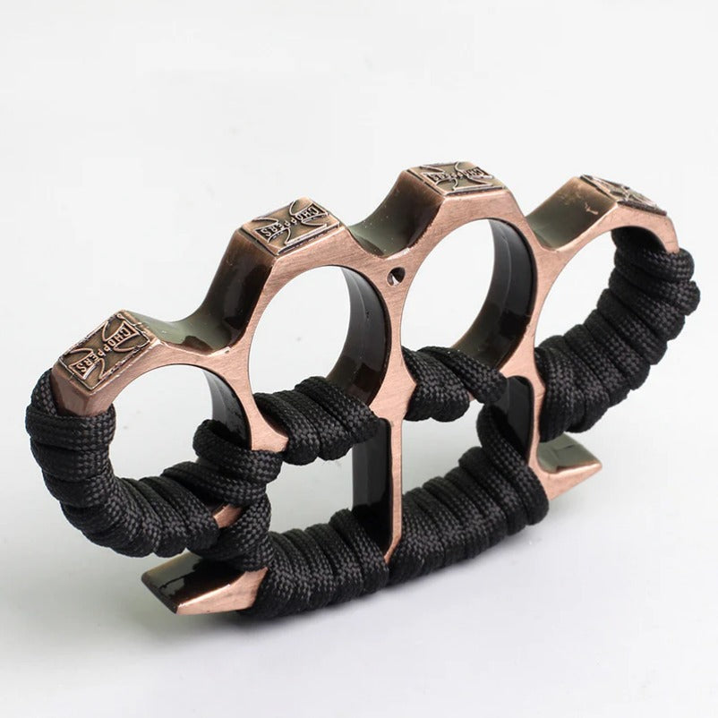 Reinforced Rope Brass Knuckle Duster Four Finger Defense Buckle Tool