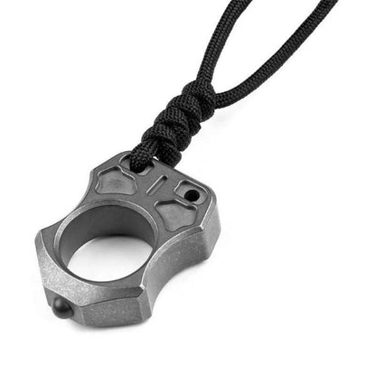 Minimalist Titanium Knuckle Duster Pendant for Single Finger Defense
