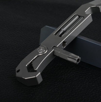 EDC Titanium Multitool Wrench Pry Bar Screwdriver Bottle Opener Stress Tool