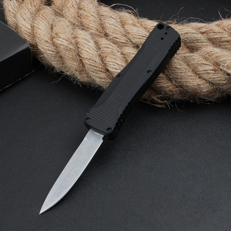 Stonewashed Blade Mini Pocket Knife with Zinc Aluminum Handle for Outdoor