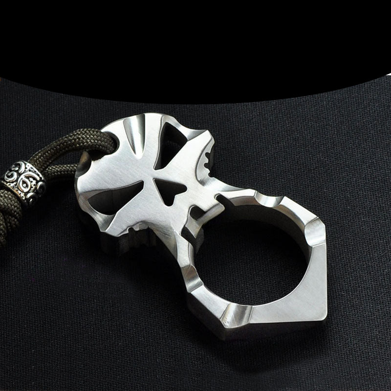 Outdoor Titanium Skull EDC Knuckle Duster Keychain