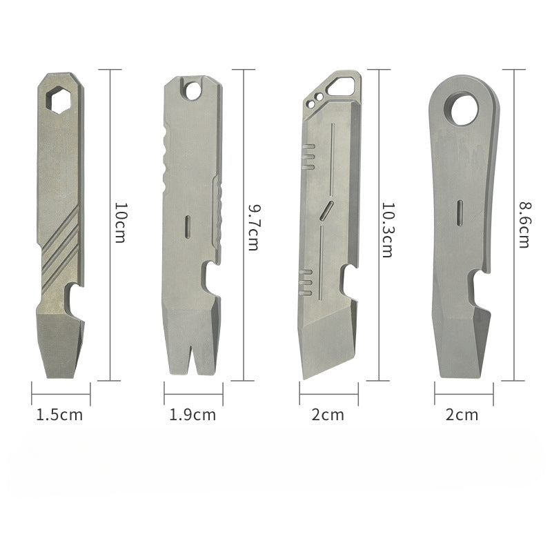 Compact Titanium Pry Bar Tool with Bottle Opener Hex Wrench and EDC Utility
