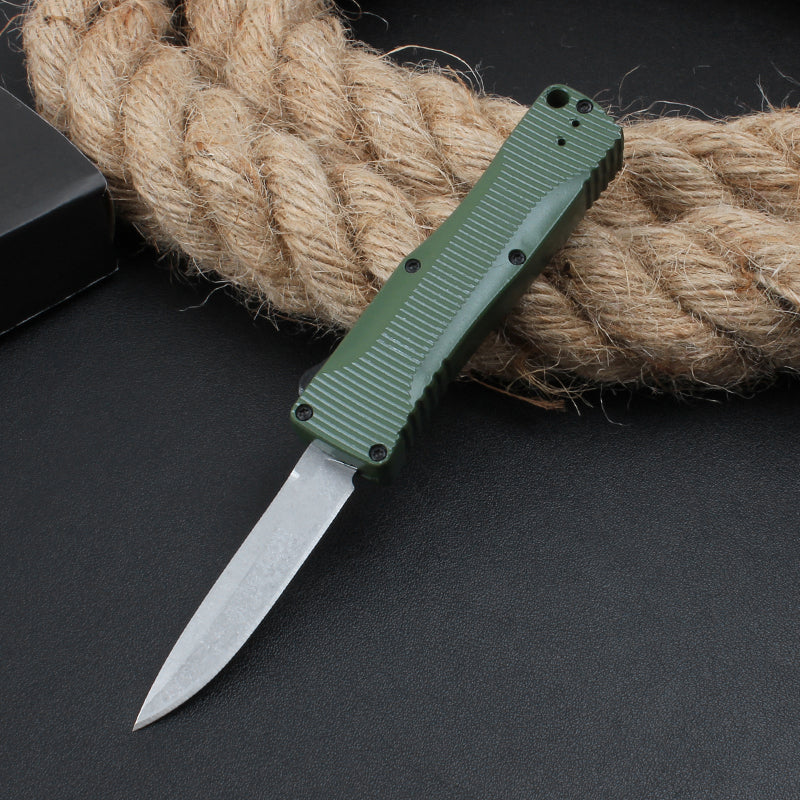 Stonewashed Blade Mini Pocket Knife with Zinc Aluminum Handle for Outdoor