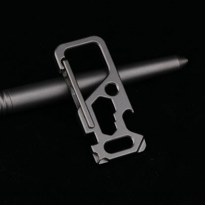 Titanium Keychain Multi Tool with Carabiner and Key Ring for Outdoor Gear