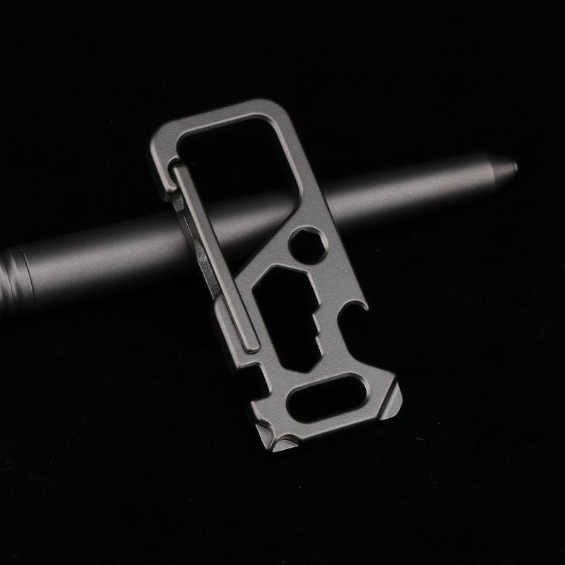 Versatile Titanium Carabiner Multi-Tool Keychain for Outdoor Adventures