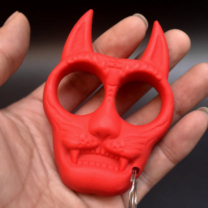 Tiger Head Keychain featuring Protective Knuckle Duster