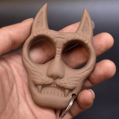 Tiger Head Keychain featuring Protective Knuckle Duster