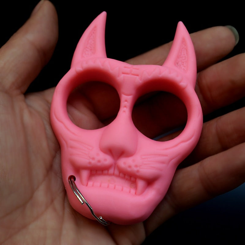 Tiger Head Keychain featuring Protective Knuckle Duster