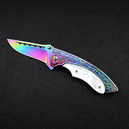Portable Outdoor Blade with Patterned Design and Survival Multitool Function