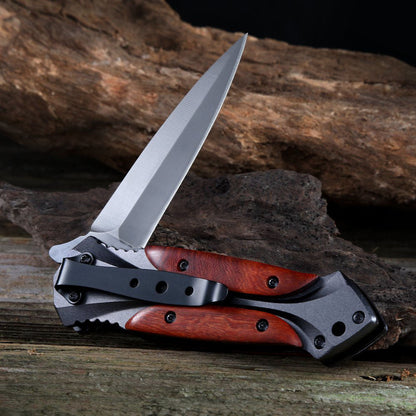Camping Ready Wooden Handle Folding Knife for Outdoor Enthusiasts