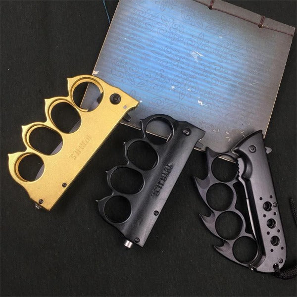 Knuckle Duster Foldable Knife Outdoor Self Defense Tool