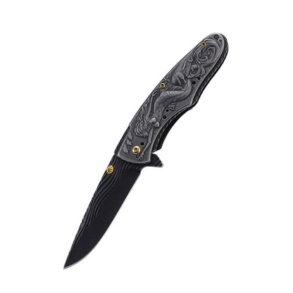 Pocket EDC Knife with Mermaid Handle for Camping and Outdoor Hunting Use