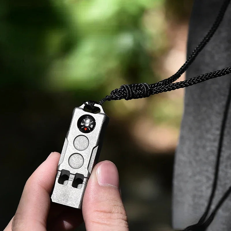 High-decibel Outdoor Adventure Whistle with Titanium Compass for Survival