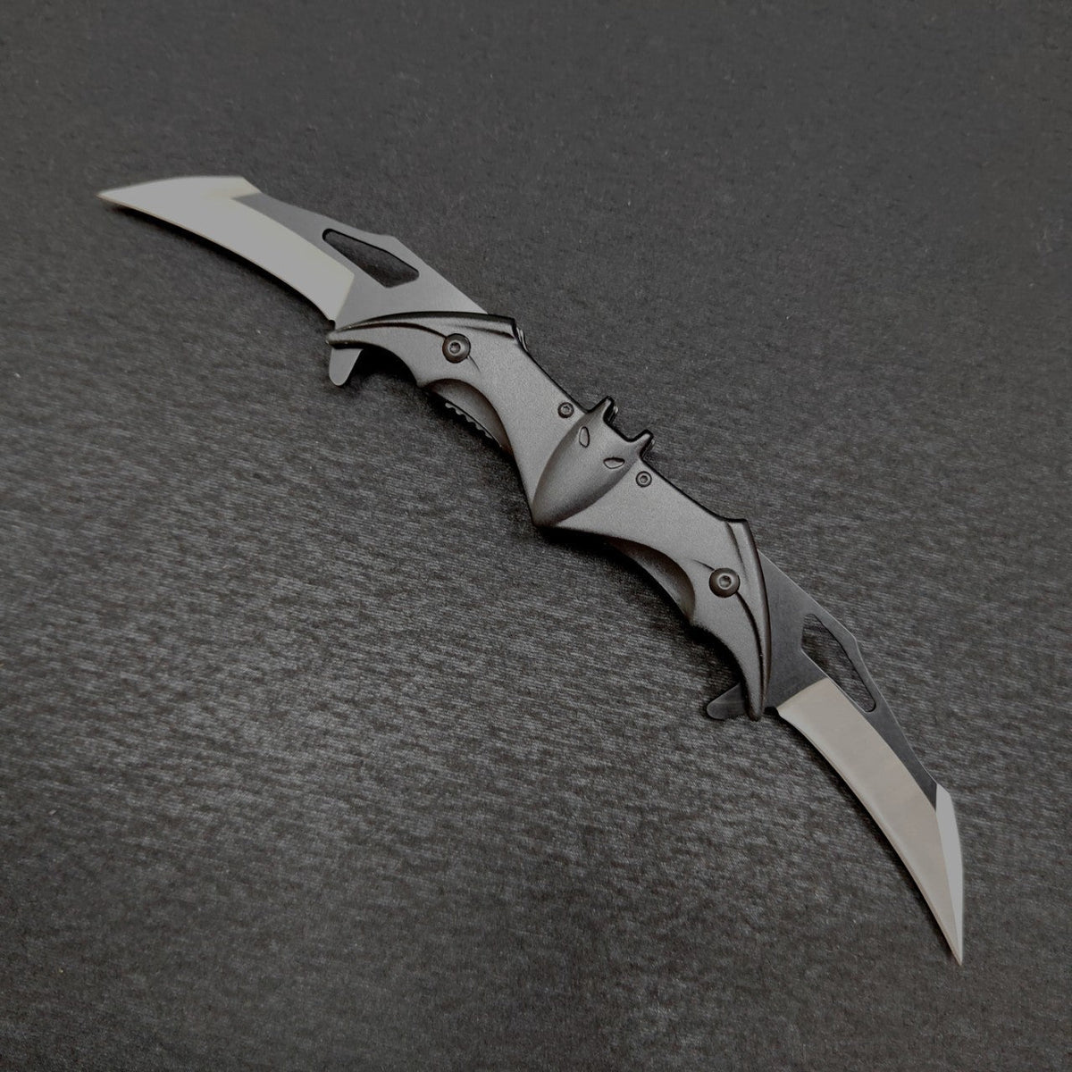 Double Blade Steel Knife with Bat Inspired Design