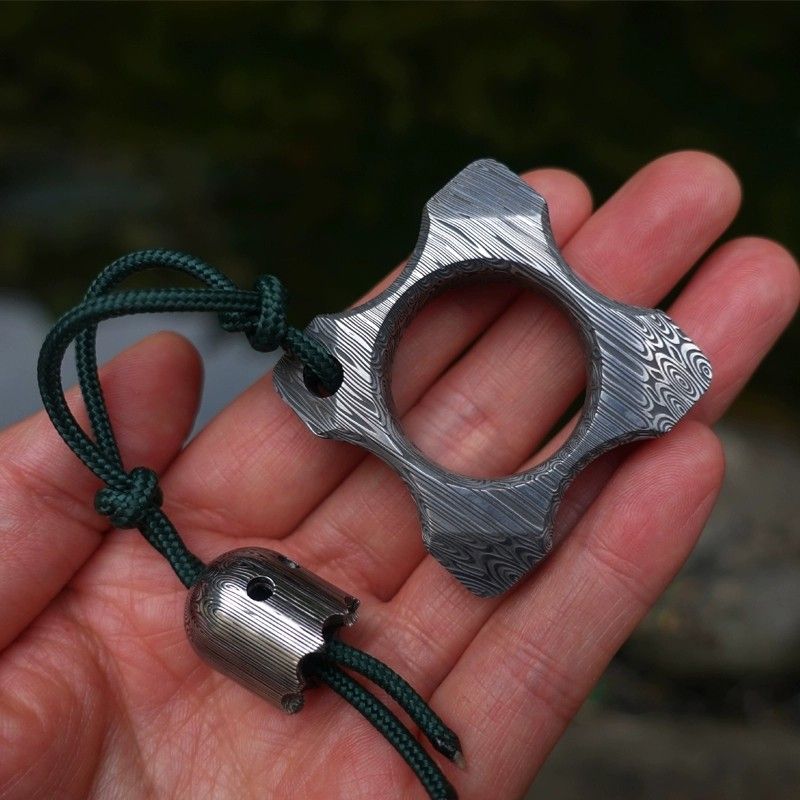 Damascus Steel Knuckle Duster EDC Gear for Everyday Protection