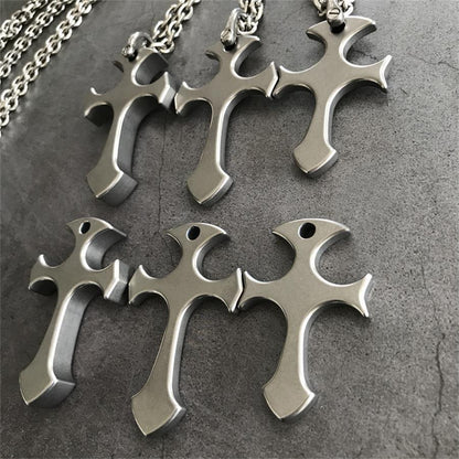 Men's Titanium Alloy Cross Finger Tiger Pendant Necklace for Tactical EDC
