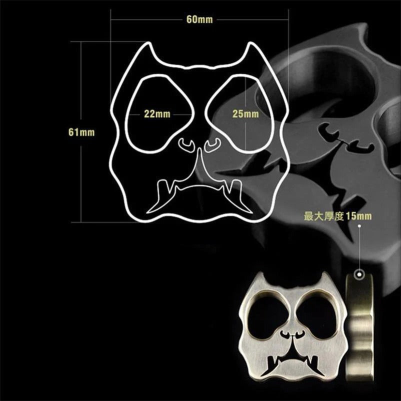 Elegant Dog Head Copper Knuckle Duster Self-Defense Stick