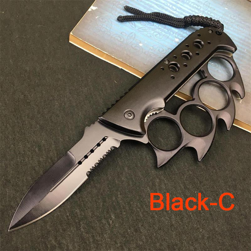 Knuckle Duster Foldable Knife Outdoor Self Defense Tool