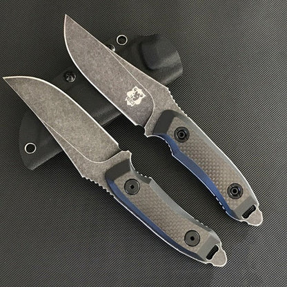 Liome Tactical Straight Knife with G10 and Carbon Fiber Grip for Outdoor Use