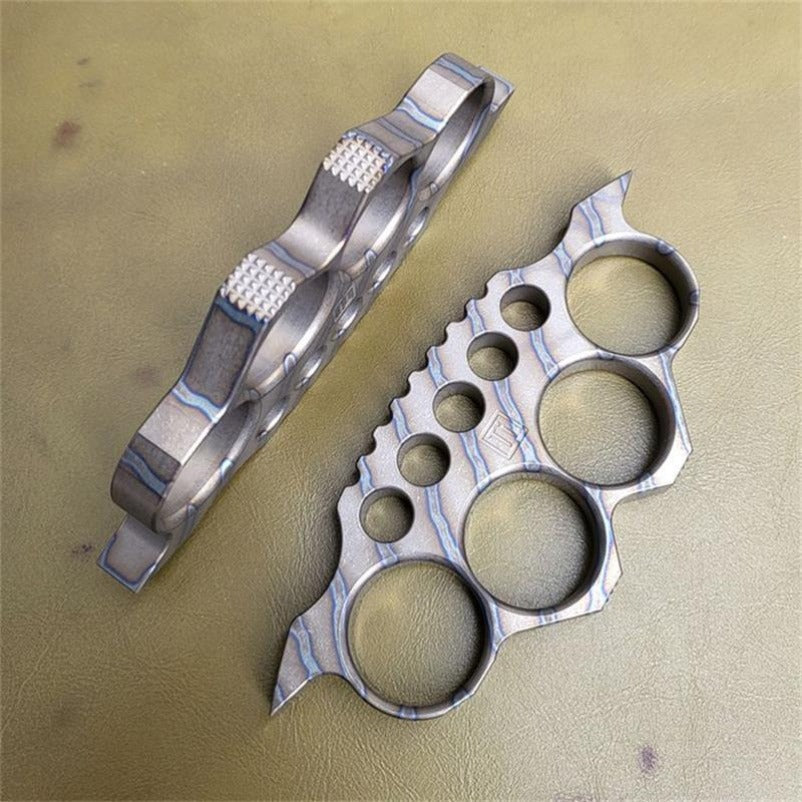 TC4 Titanium Self-Defense Knuckle Duster Compact Tool with Window Breaker