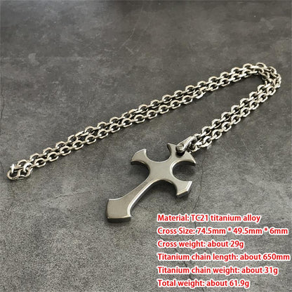 Men's Titanium Alloy Cross Finger Tiger Pendant Necklace for Tactical EDC