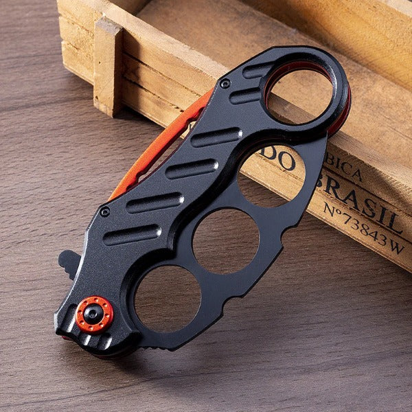 Strong Steel Folding Knife with Knuckle Duster for Secure Grip