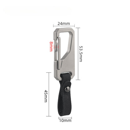 Multi-Function Titanium Car Keychain with Leather Strap
