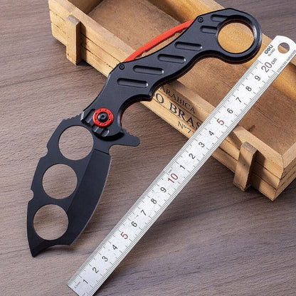 Strong Steel Folding Knife with Knuckle Duster for Secure Grip