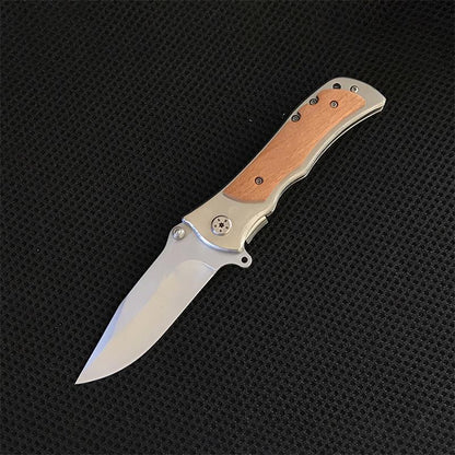 Folding Knife with Durable Wooden Handle for Everyday Self-defense
