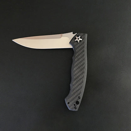 High-Performance Folding Knife with Carbon Fiber and Titanium Blade