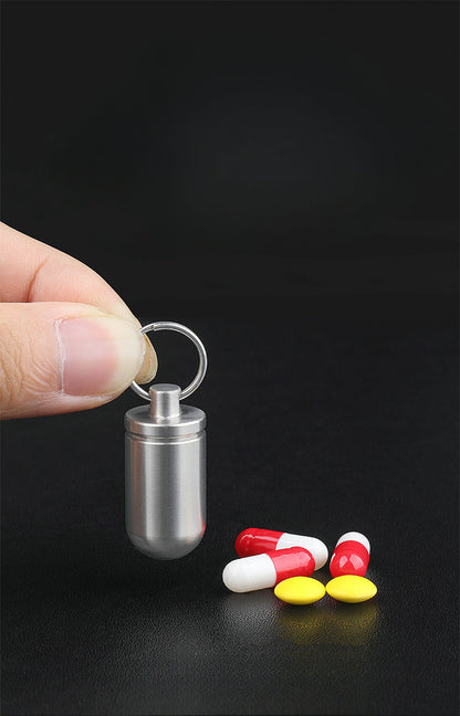 Portable Titanium Pill Box with Waterproof Keychain Design