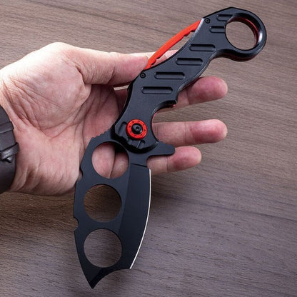 Strong Steel Folding Knife with Knuckle Duster for Secure Grip