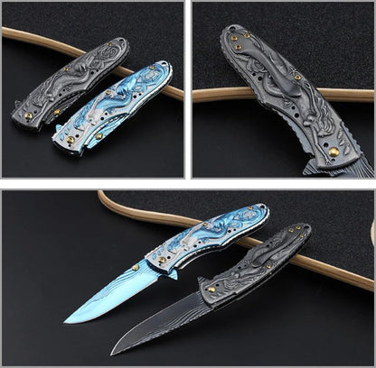 Pocket EDC Knife with Mermaid Handle for Camping and Outdoor Hunting Use