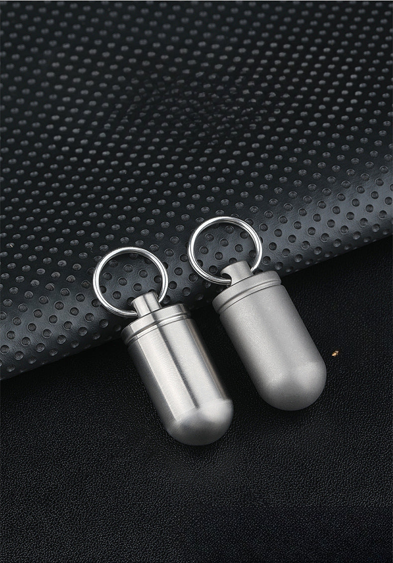 Portable Titanium Pill Box with Waterproof Keychain Design
