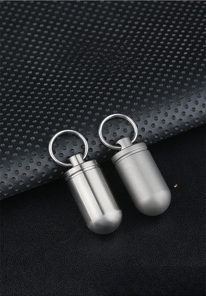 Portable Titanium Pill Box with Waterproof Keychain Design