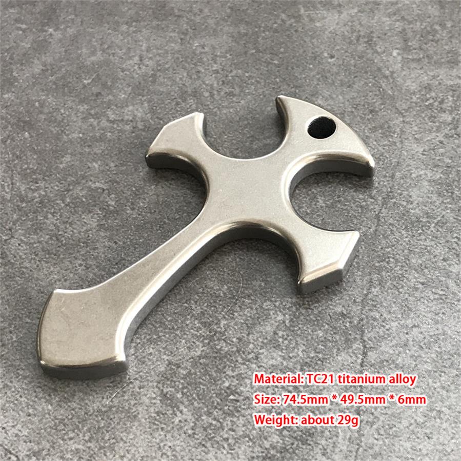 Men's Titanium Alloy Cross Finger Tiger Pendant Necklace for Tactical EDC