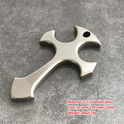 Men's Titanium Alloy Cross Finger Tiger Pendant Necklace for Tactical EDC