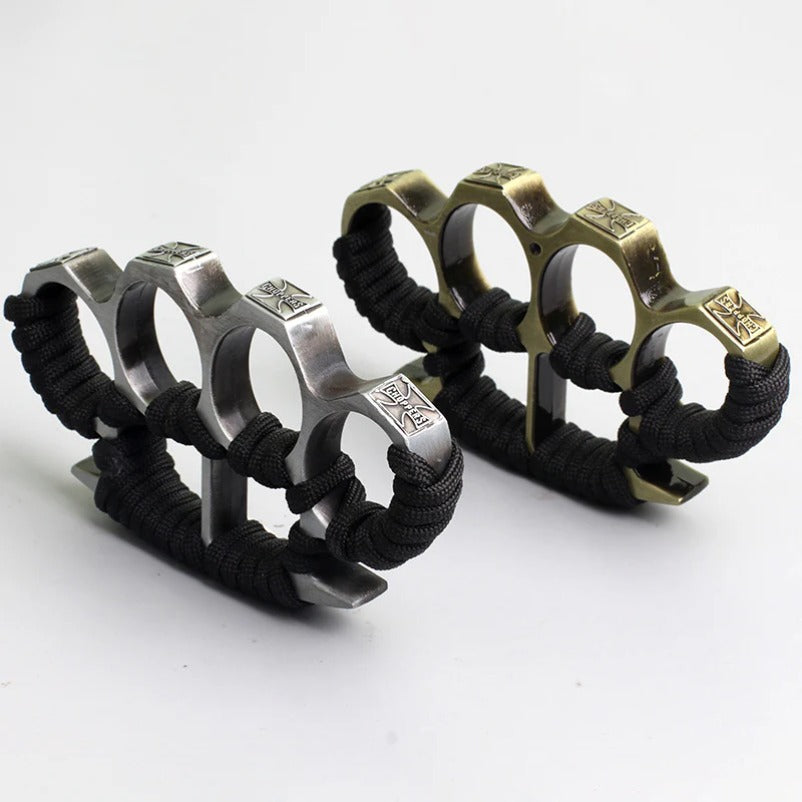 Reinforced Rope Brass Knuckle Duster Four Finger Defense Buckle Tool