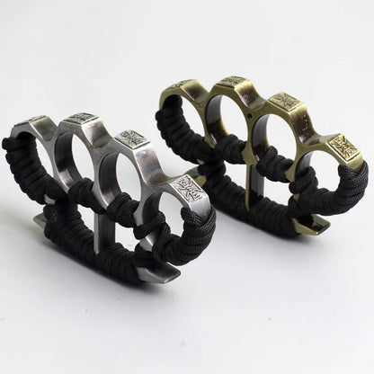 Reinforced Rope Brass Knuckle Duster Four Finger Defense Buckle Tool