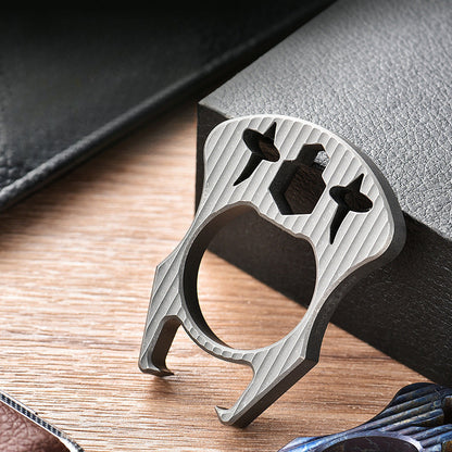 Titanium MultiTool Keychain for All-in-One EDC Knuckle Duster Functionality