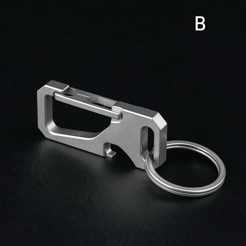 Multi-Function Titanium Car Keychain with Leather Strap
