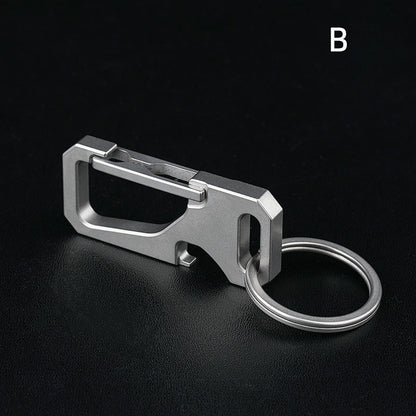 Multi-Function Titanium Car Keychain with Leather Strap