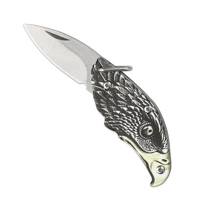Outdoor Defense Folding Knife with Eagle Design for Keychain EDC Use