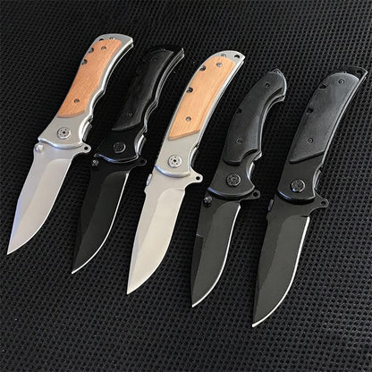 Folding Knife with Durable Wooden Handle for Everyday Self-defense
