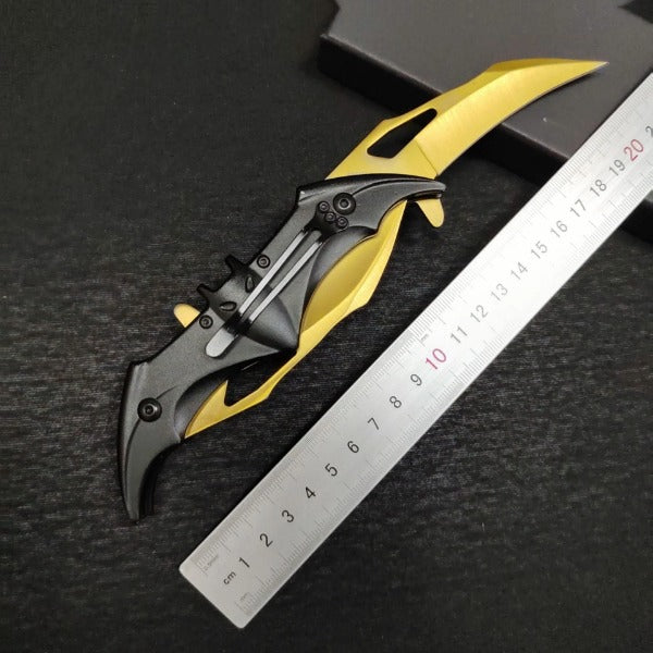 Double Blade Steel Knife with Bat Inspired Design