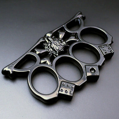 Wolf Head Knuckle Duster Tactical Four Finger Self-Defense Tool